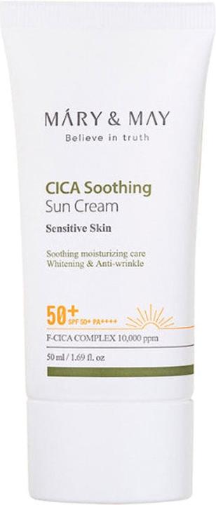 Actual product image Mary&May CICA Soothing Sun Cream SPF50+ PA++++ 50ml Korean Sunscreen Face Vegan Daily Care (Suntan cream, SPF 50, 50 ml, 68.04 g)