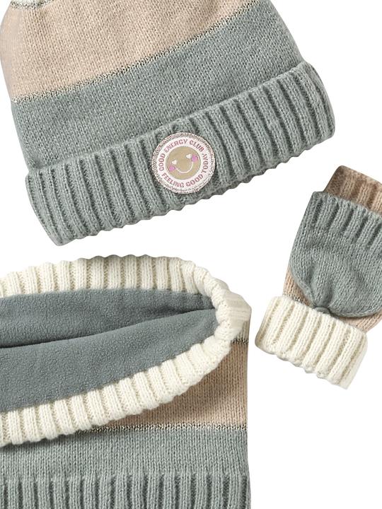 Immagine prodotto Vertbaudet Mädchen-Set: Mütze, Rundschal & 2-in-1-Handschuhe, Colorblock (128, 140)