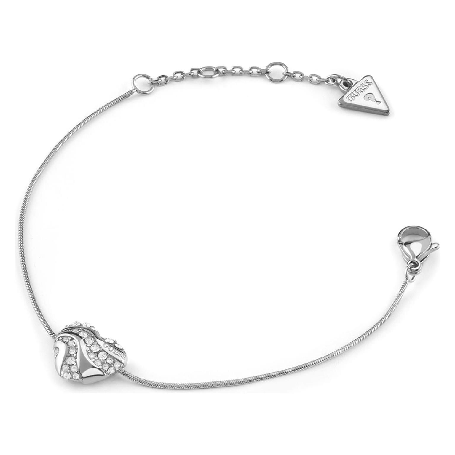 Guess, Armschmuck, Bracciale A Catena Serpente Nel Mio Cuore, (95% Edelstahl, 5% Glas)