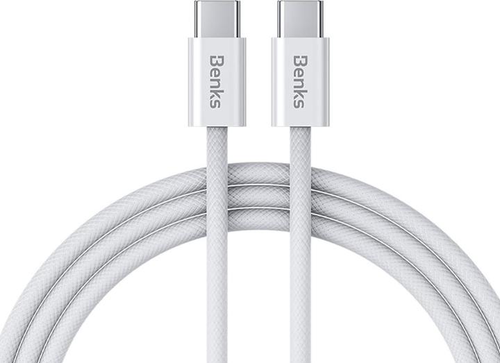 Produktbild Benks D46 geflochtenes Typ-C zu Typ-C Schnellladekabel 1m - Weiss (1 m, USB 3.0, USB 2.0, USB 1.1, USB 1.0, 60 W)