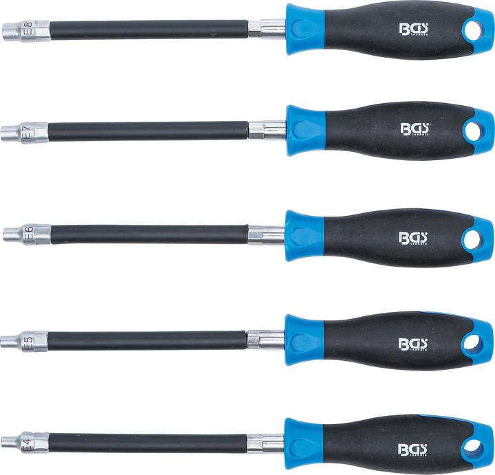 Produktbild BGS Flexibler Schraubendreher-Satz mit Rundgriff E-Profil E4 - E8 Klingenlänge 150 mm 5-tlg.
