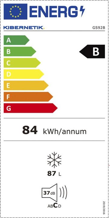Label énergétique Kibernetik Congélateur FSP (Autonome, 87 l)
