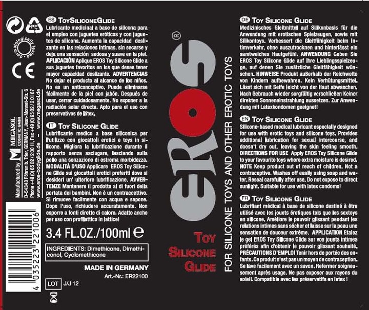 Actual product image Eros Toy Silicone Glide (100 ml)