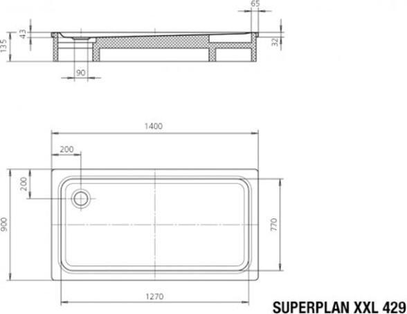 Produktbild Kaldewei Superplan XXL 429-1 90x140cm