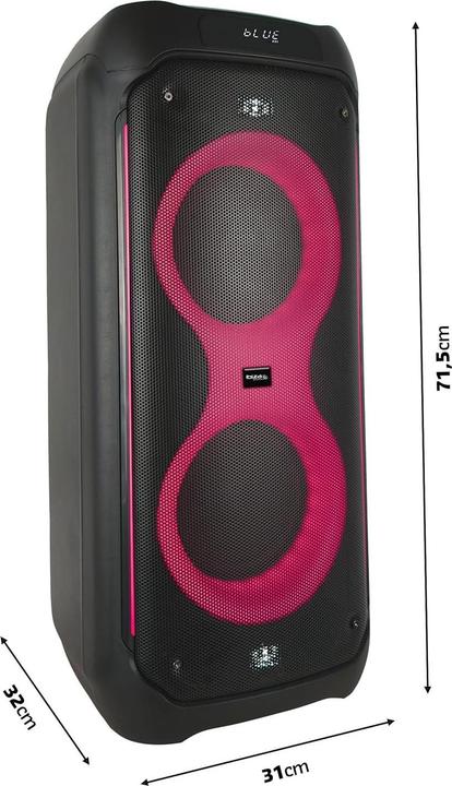 Produktbild Ibiza Leistungsstarker Bluetooth-Lautsprecher mit LED-Beleuchtung, Mikrofon- und Gitarreneingängen