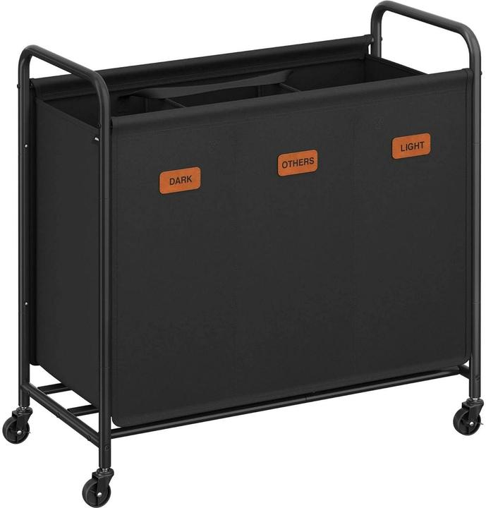 Songmics Wäschekorb Schwarz, 3 Körbe