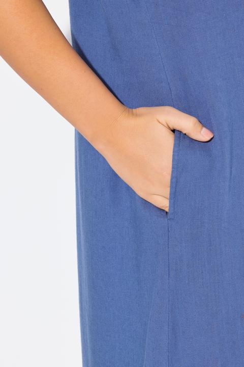 Immagine prodotto Ulla Popken Abito in misto lino dal taglio oversize con collo da camicia e mezze maniche (50, 52)