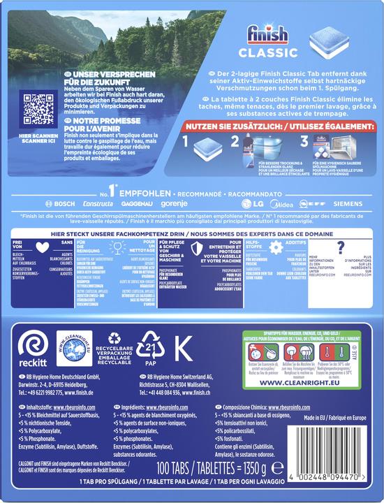 Image du produit Finish Classic Megapack (Tabs, 100 Cycles de lavage)