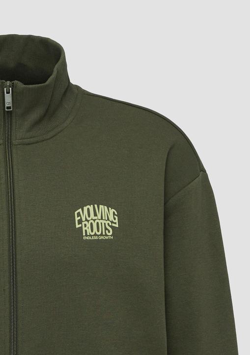 Produktbild s.Oliver Sweatshirt Jacke Sweatshirt-Jacke mit Stehkragen und Frontprint (M)