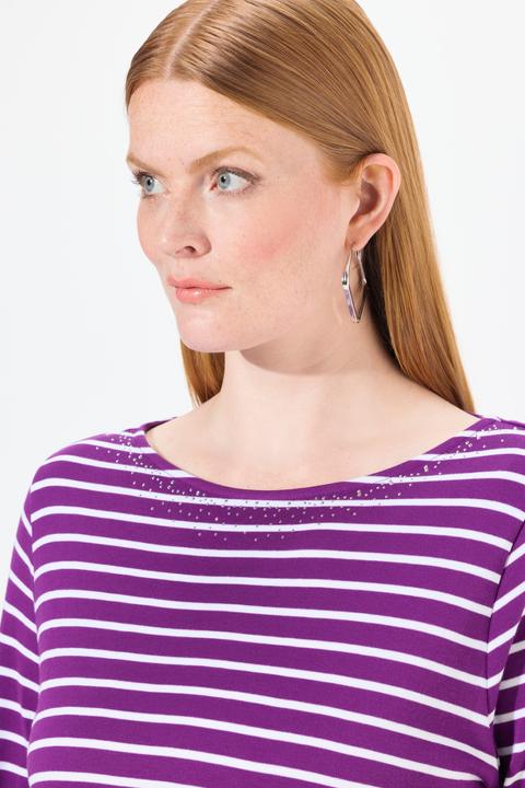 Produktbild Ulla Popken Ringelshirt, Pima Cotton, U-Boot-Ausschnitt, 3/4-Arm (42, 44)