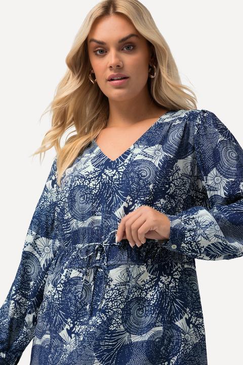 Produktbild Ulla Popken Bluse, maritimer Druck, V-Ausschnitt, Halbarm (50, 52)