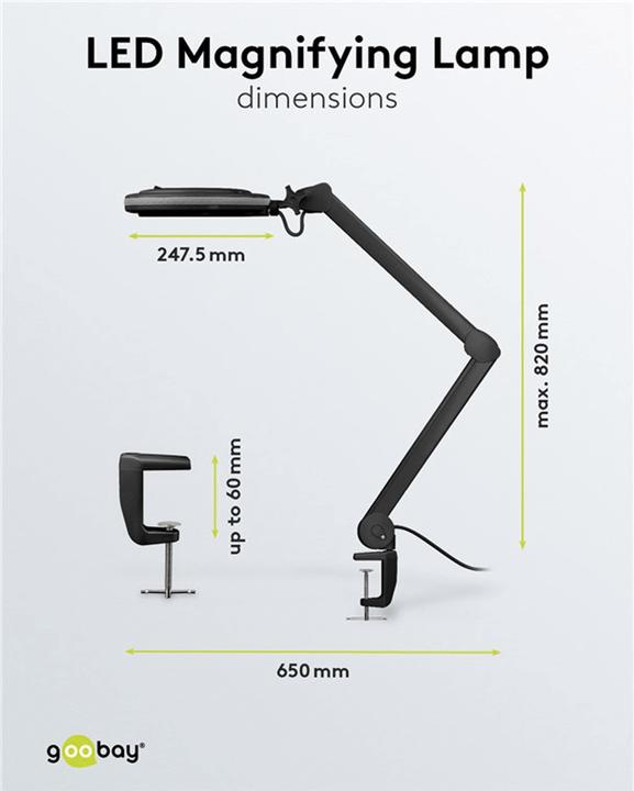 Produktbild Goobay LED-Klemm-Lupenleuchte, 9 W, schwarz (730 lm)