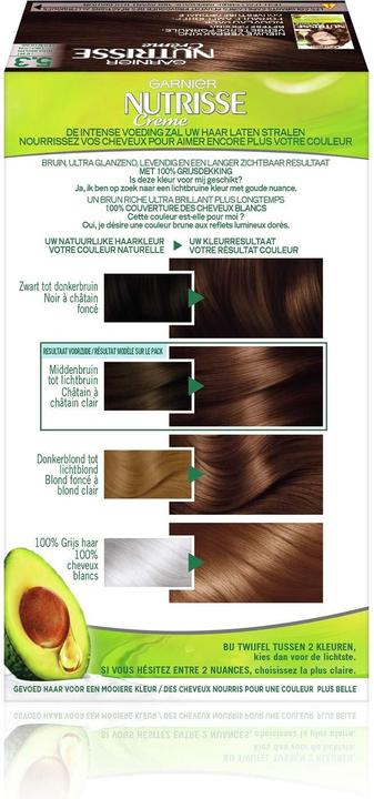 Actual product image Garnier Nutrisse Creme 53 Light Golden Brown Hair Dye (Light golden brown)