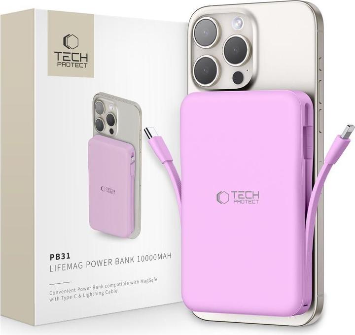 Actual product image Tech-Protect PB31 MagSafe 10000mAH Power Bank - Purple (15 W)