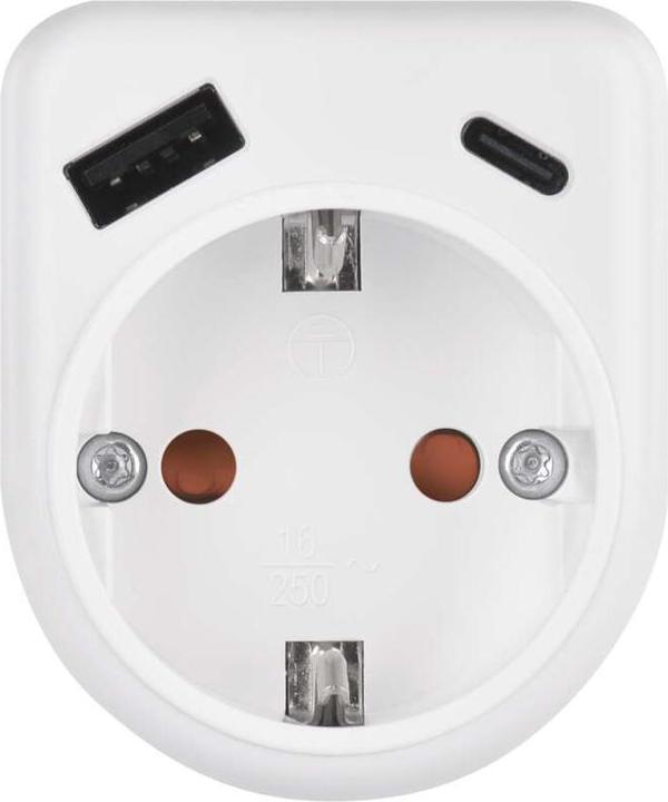 Image du produit Emos ADAPTOR 1×,1×USB-A+1×USB-C SCHUKO (CEE 7/3, 1x)