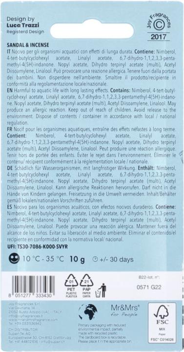 Immagine prodotto Mr & Mrs Fragrance Jeff Chrome Sandal & Incense