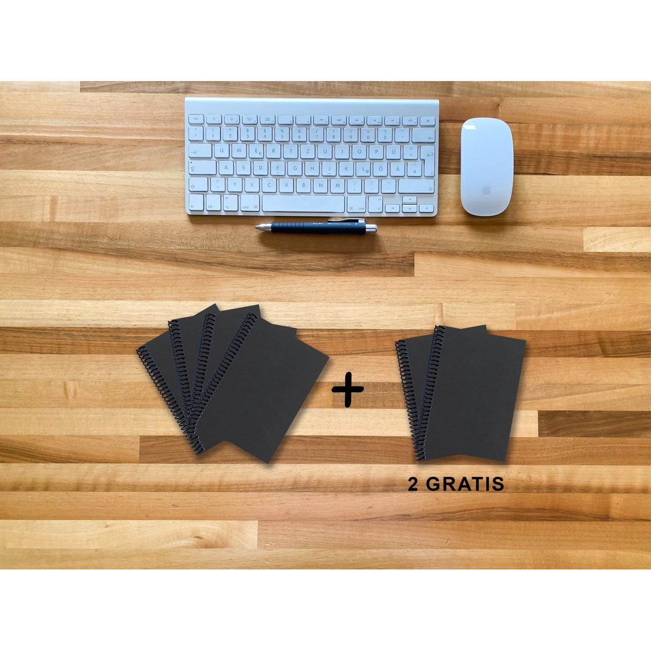 Thumbnail - E & Z, Heft + Block, A 6 Notizbuch - Set, 4+2 gratis, Luxury 80 Seiten SCHWARZ ONYX GLITTER-OPTIK, punktiert 5x5mm (A6)
