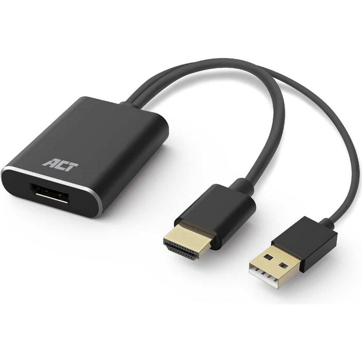 ACT HDMI to DisplayPort adapter, 4K@60Hz (HDMI, 24 cm), Adattatore dati + video, Nero