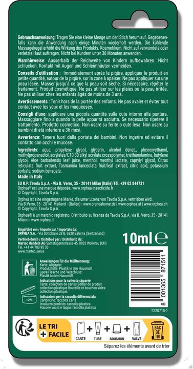 Immagine prodotto Orphea Insetto repellente roll on famiglia Afterbite 10 ml (10 ml)
