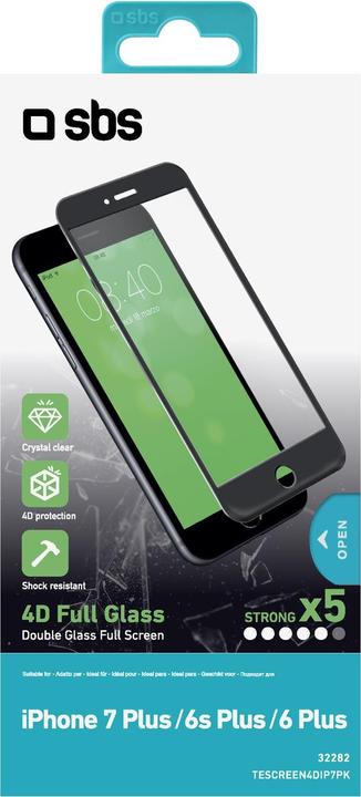 Produktbild SBS Displayschutzglas 4D (iPhone 8 Plus / 7 Plus / 6s Plus / 6 Plus) (1 Stk., Apple iPhone 6 Plus, Apple iPhone 6s Plus, Apple iPhone 7 Plus, Apple iPhone 8 Plus)