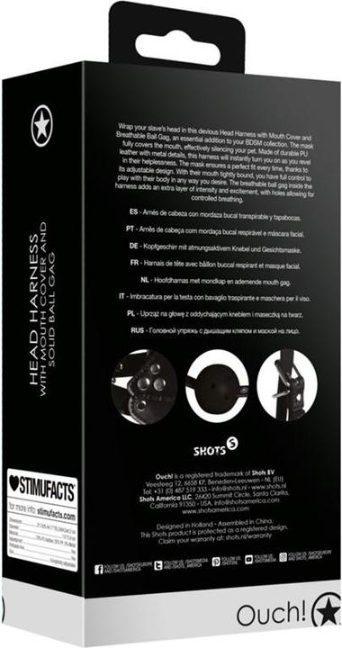 Image du produit Ouch! Head Harness with Mouth Cover and Breath Ball Gag