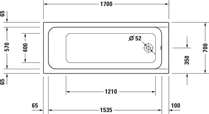 Produktbild Duravit Rechteckbadewanne Krperformbadewanne D-Code 70 x 170 cm wei glatt 700098000000000 (110 l, 170 cm, 70 cm)