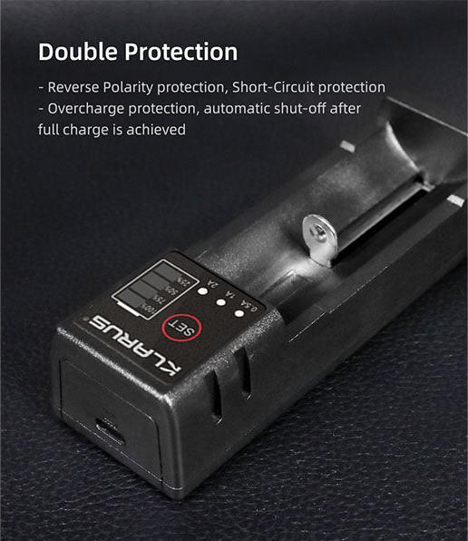 Actual product image Klarus K1-PRO battery charger with USB port (14500, 16340, 16650, 17500, 17650, 17670, 18350, 18490, 18500, 18650, 20700, 21700, 26650, 32650, AA, AAA, AAAA, C)