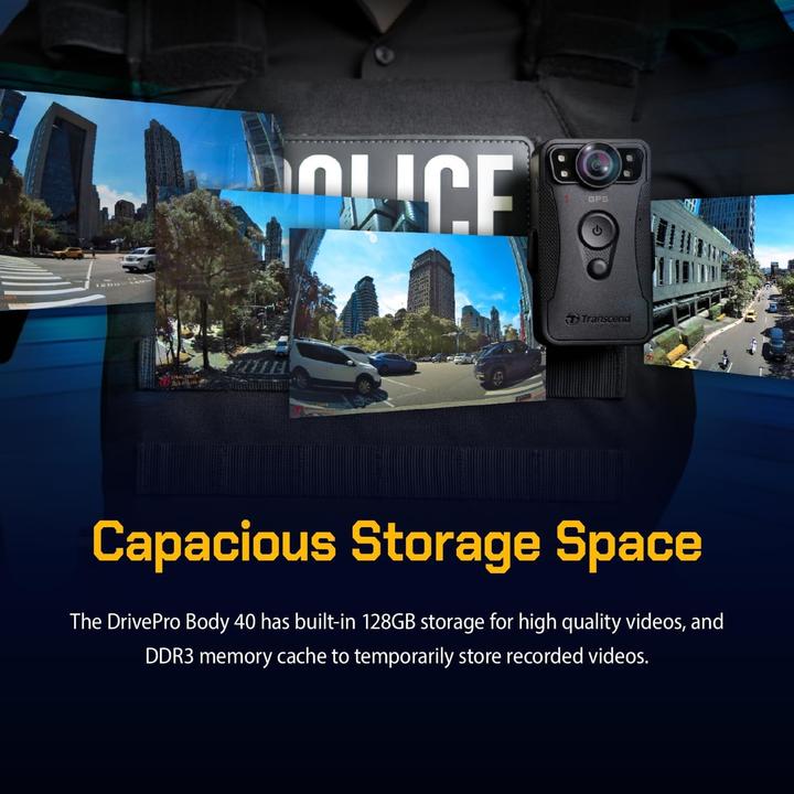 Actual product image Transcend Bodycam DrivePro 40 128GB 1440p,2K,QHD,60FPS (Bluetooth, Rechargeable battery, Wi-Fi, 2K)