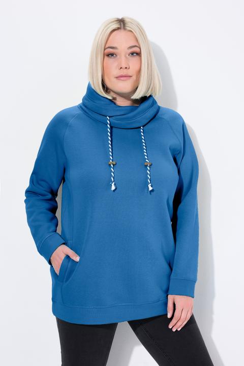 Actual product image Ulla Popken Drawstring Collar Long Sleeve Sweatshirt (58, 60)
