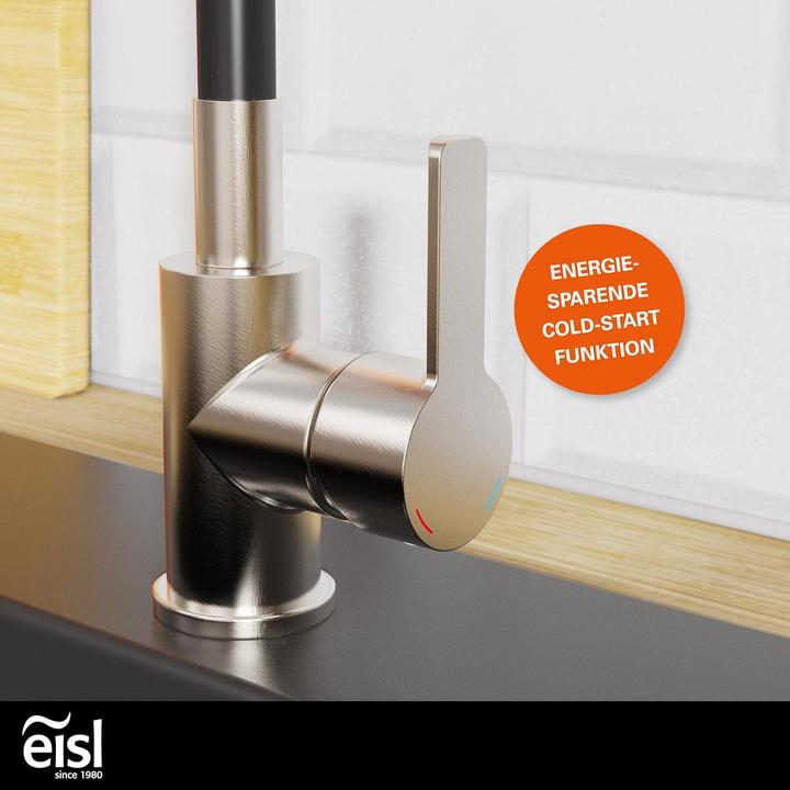 Produktbild Eisl Wasserhahn Küche FLEXO Spültischarmatur Edelstahloptik Schwarz Flexibel Schwenkbar NI186FLNIB