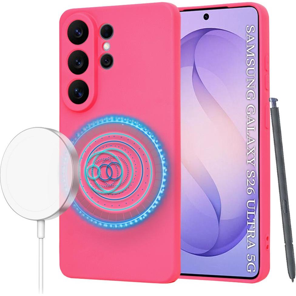 Techsuit - SoftFlex MagSafe - Samsung Galaxy S26 Ultra - Hot Pink (Samsung Galaxy S26 Ultra), Cover smartphone, Pink