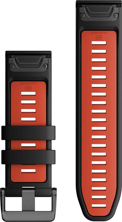 Actual product image Garmin Silicone wristband, Quickfit, 26mm, black/red (26 mm, Silicone)