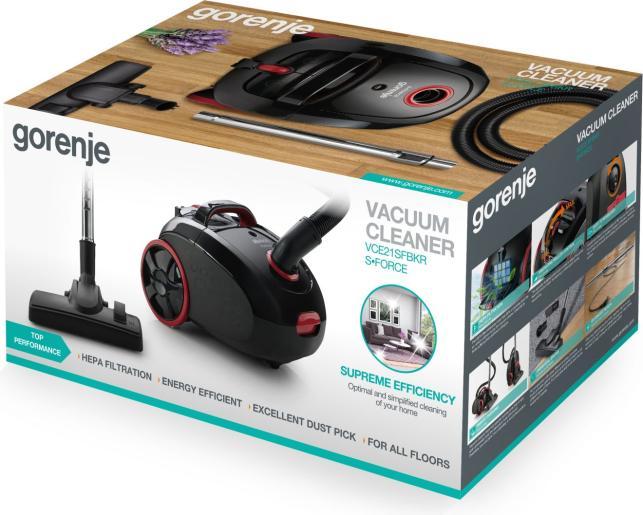 Image du produit Gorenje VCE21SFBKR Vacuum Cleaner, Bagged, Power 850 W, Working Radius 8 m, Black