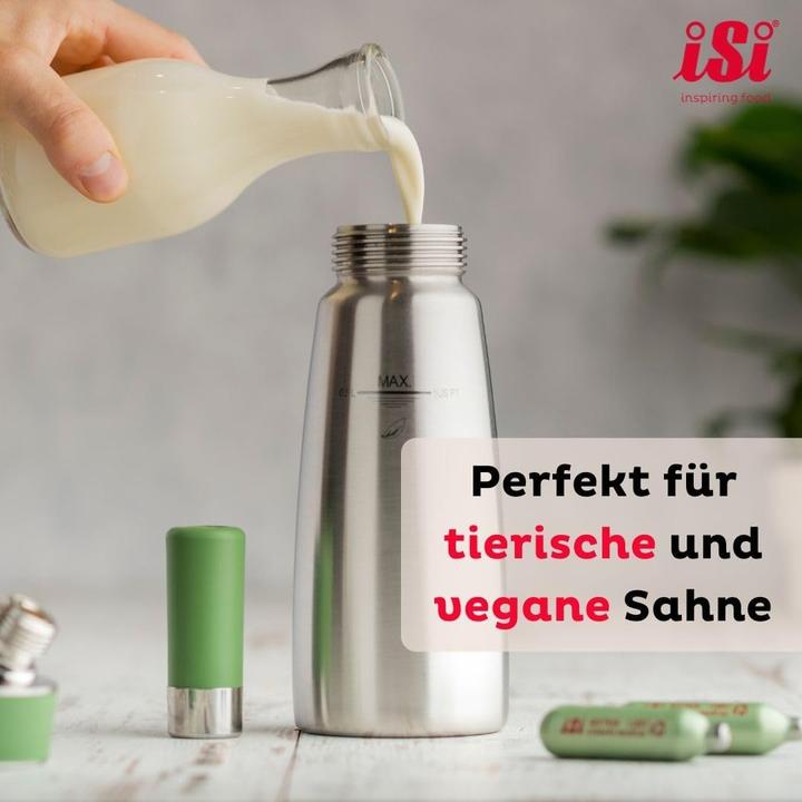 Actual product image ISI Green Whip Cream Dispenser for Vegan and Dairy Cream, Professional Use, Dishwasher-Safe Parts