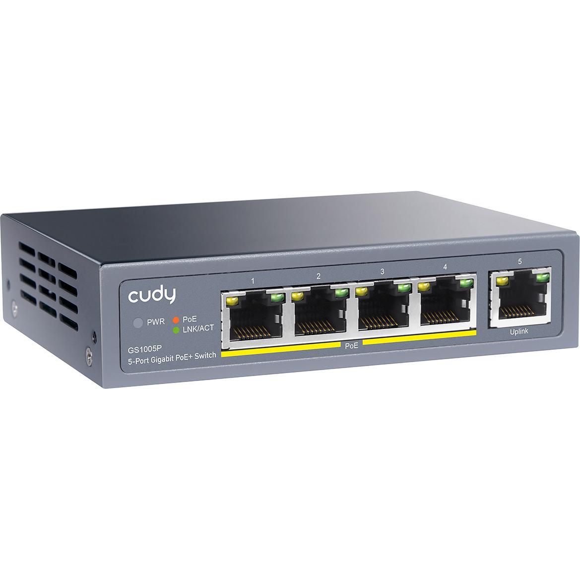Thumbnail - Cudy GS1005P network switch Gigabit Ethernet (10/100/1000) Power over Ethernet (PoE) Grey (5 Ports), Netzwerk Switch, Gr...