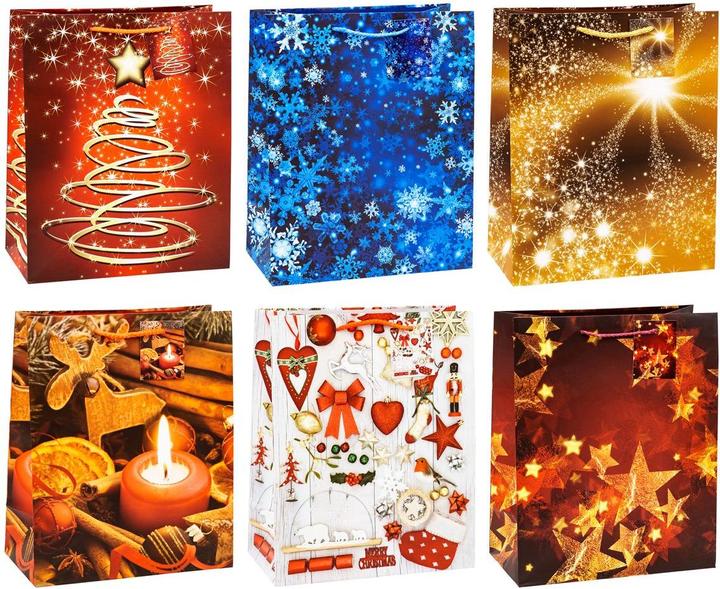 Actual product image Tsi 12 Christmas gift bags series 8 motif assorted 26.0 x 32.0 cm (Gift bag, 1 x)