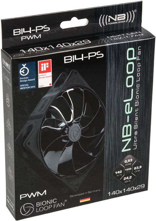 Produktbild Noiseblocker NB-eLoop Fan B14-PS Black Edition - 140mm PWM (140 mm, 1 x)