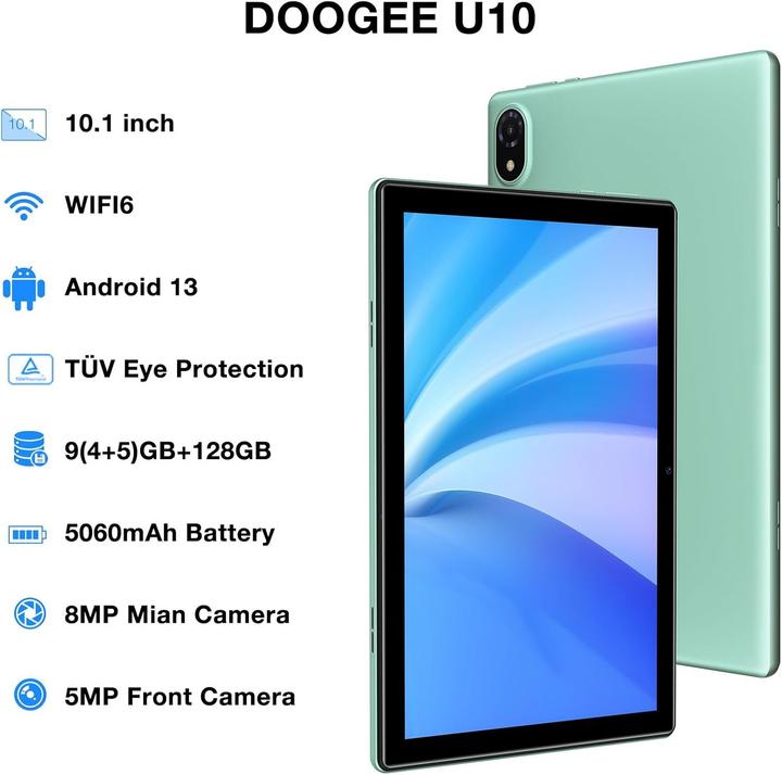 Actual product image Doogee U10 (WLAN only, 10.10", 128 GB, gris)