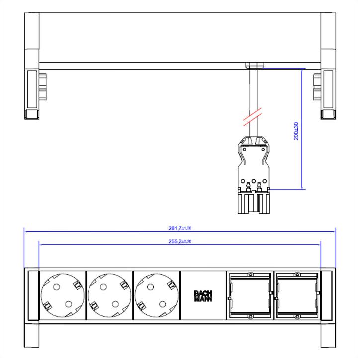 Immagine prodotto Bachmann DESK2 - 3xSchuko & 2xEmpty (5x, CEE 7/3)