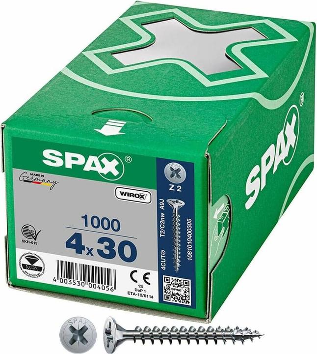 Produktbild Spax Spanplattenschrauben SK PZ2 4,0x30 mm (1000 Schrauben pro Stück)