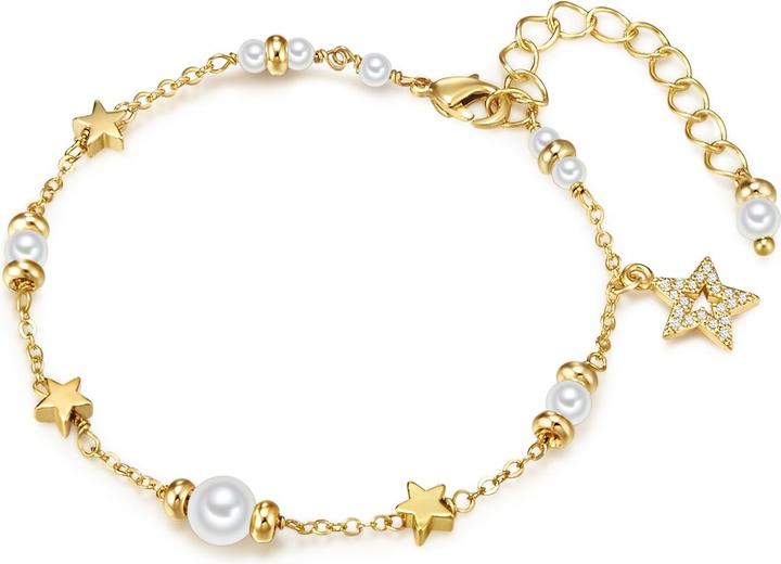 Produktbild Lulu & Jane Stern Metall-Legierung Muschelkernperle gelbgold 17,0 cm Basislänge + 5,0 cm Verlängerung - 33362 (17 cm, Metall-Legierung)