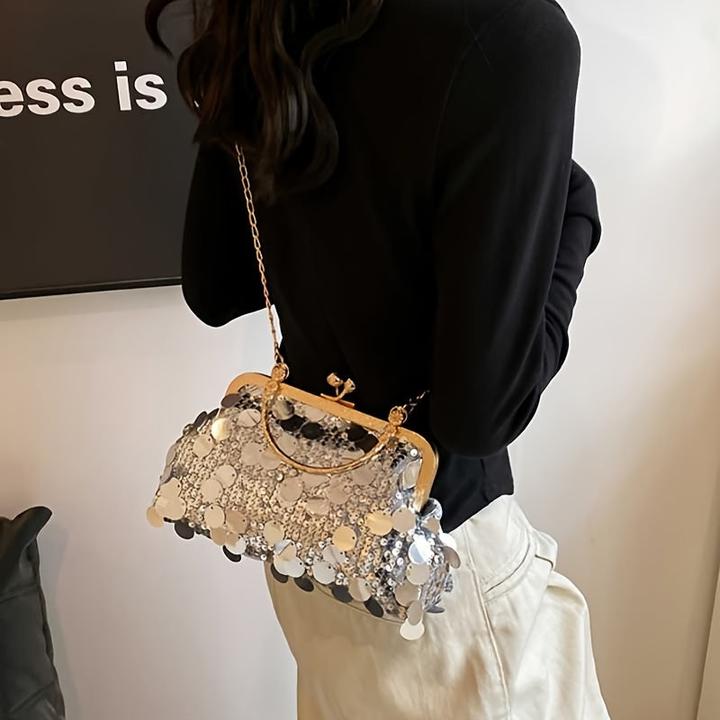 Produktbild Only-Bags.Store Schicke Vintage-inspirierte Crossbody-Tasche mit verstellbarem Riemen und Pailletten-Akzenten