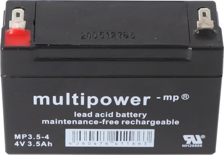 Actual product image Multipower MP3.5-4 4V 3,5Ah Bleiakku AGM Blei Gel Akku 4,8mm Steckkontakte Faston, 4260476411663 (4 V, 3.50 Ah)