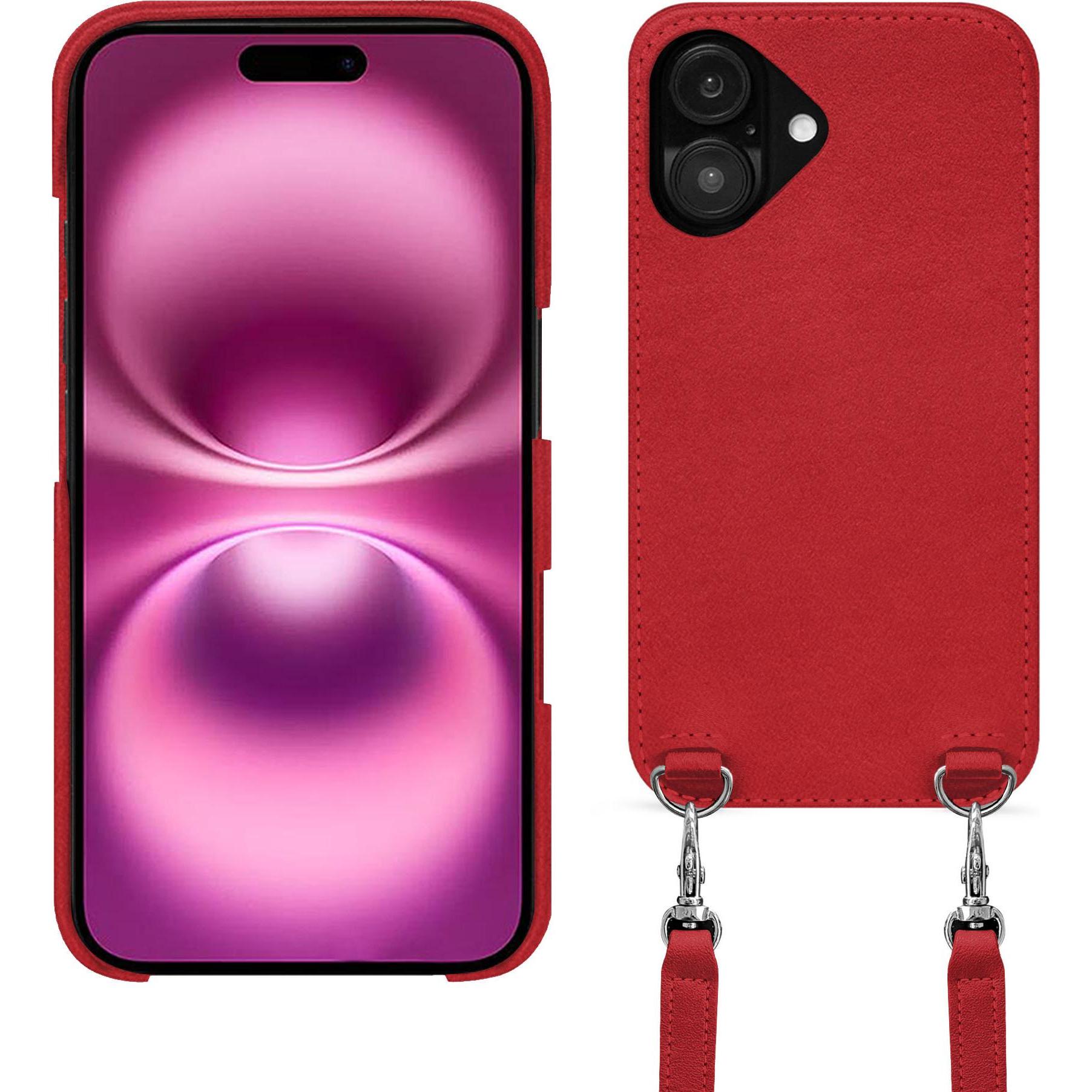 Noreve Schutzhülle mit Schulterriemen Apple iPhone 16 Plus (Apple iPhone 16 Plus), Smartphone Hülle, Rot