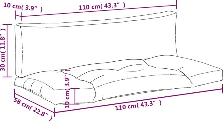 Image du produit VidaXL Ensemble salon de jardin 10 pièces avec coussins (110 x 58 x 10 cm)