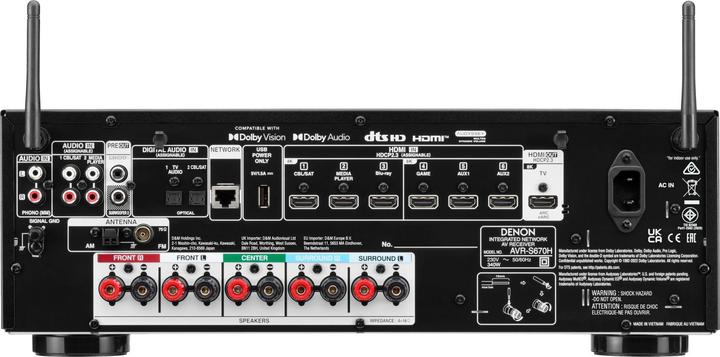 Productafbeelding Denon AVR S670H *zwart* 5.2 Netwerk 8K AV-receiver met HEOS ingebouwd (5.2 kanalen, AM, FM)