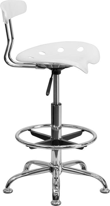 Actual product image Flash Furniture Vibrant White and Chrome Drafting Stool with Tractor Seat