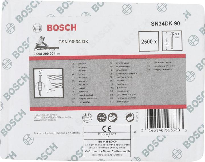 Produktbild Bosch Professional Zubehör D-Kopf Streifennagel SN34DK 90, 3,1 mm, 90 mm, blank, glatt