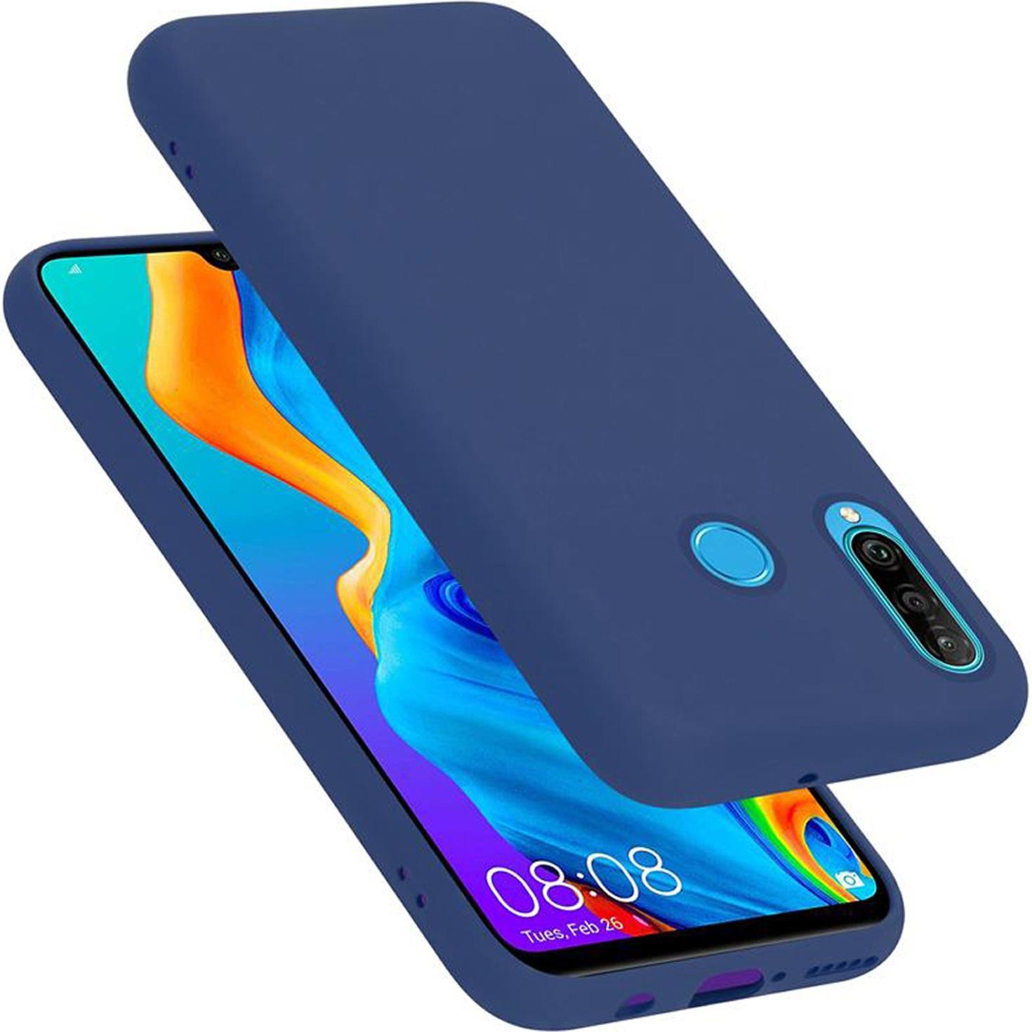 Cadorabo TPU Liquid Silicone Case Cover (Huawei P30 Lite), Smartphone Hülle, Blau