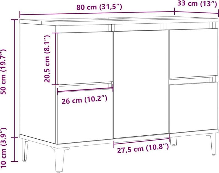 Produktbild VidaXL Badschrank (80 x 33 x 60 cm)
